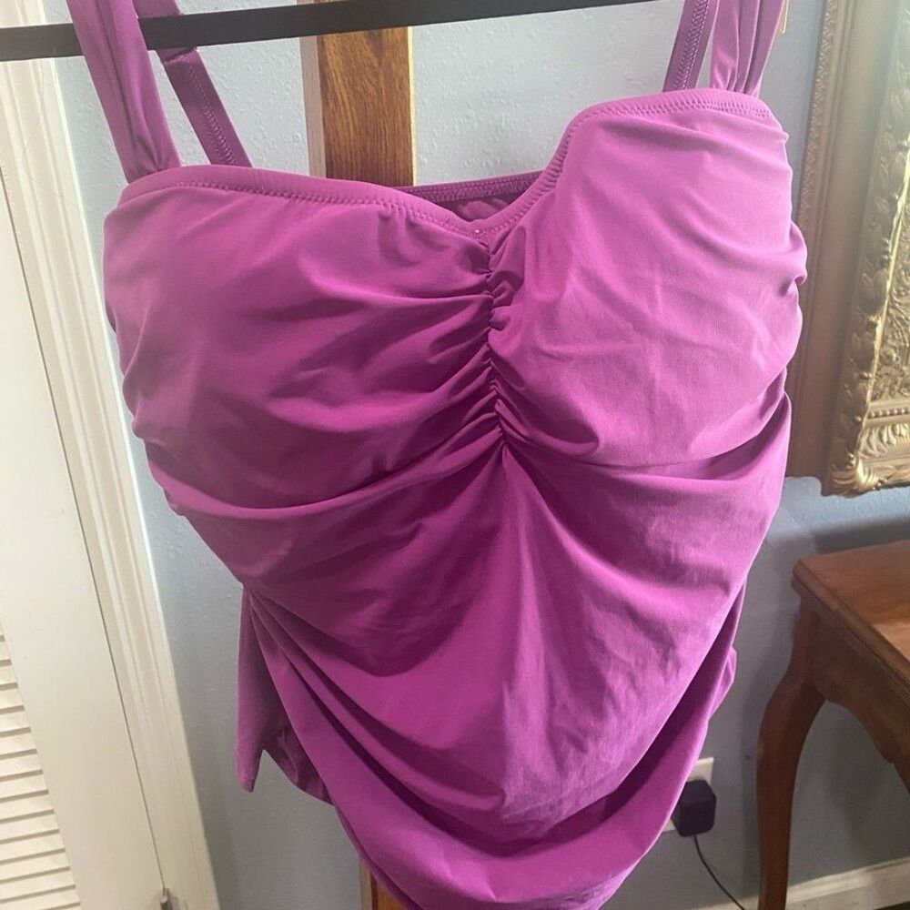 Purple Ruched Tankini Top and  skirt bottom